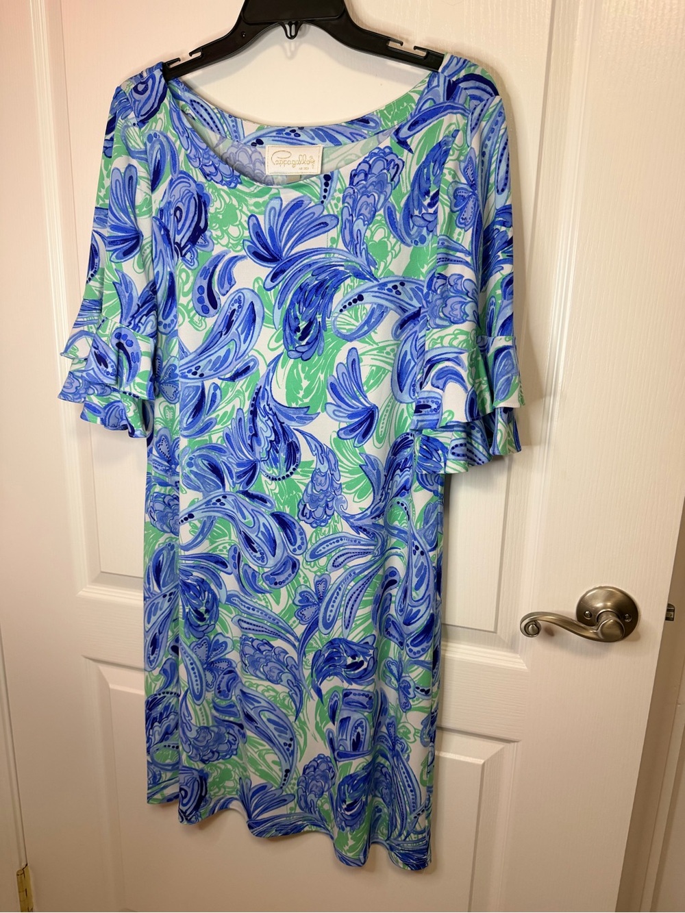 Pappagallo Blue & Green Paisley Midi Dress
